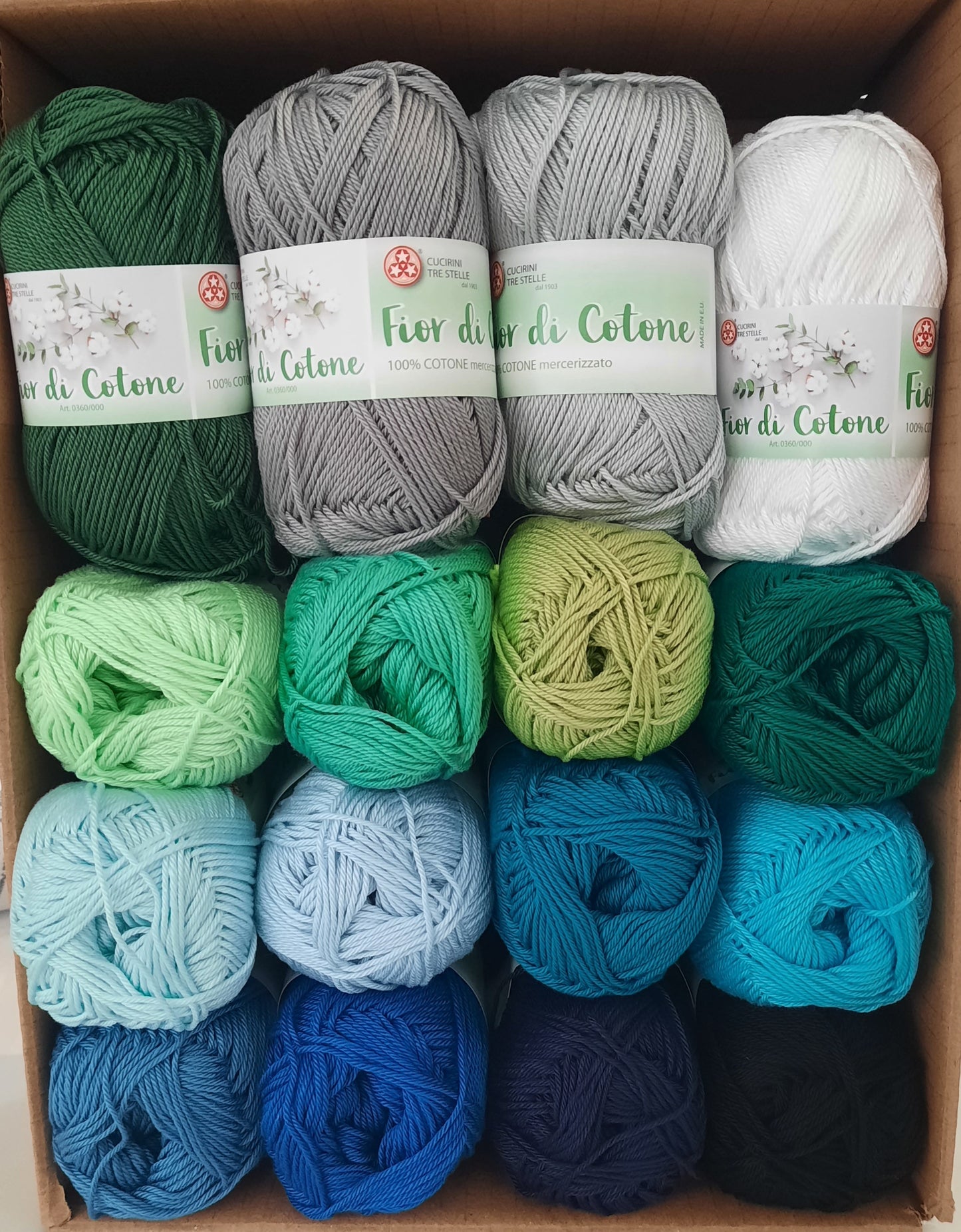 Granny Square Kit Cold Colors in Mercerized Cotton 800gr