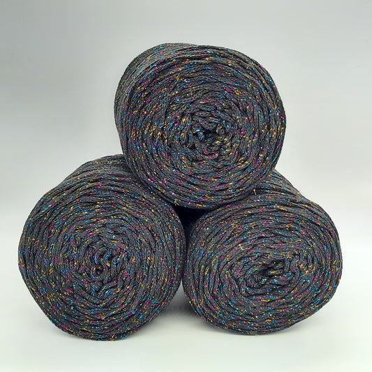 Cordón Brady Negro y Lúrex Multicolor 250gr